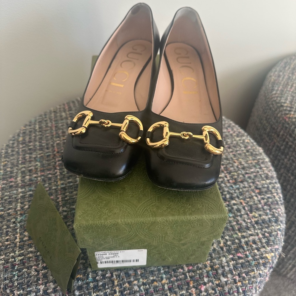 Gucci Black Leather Low Heel Ballet Shoes, 38.5
